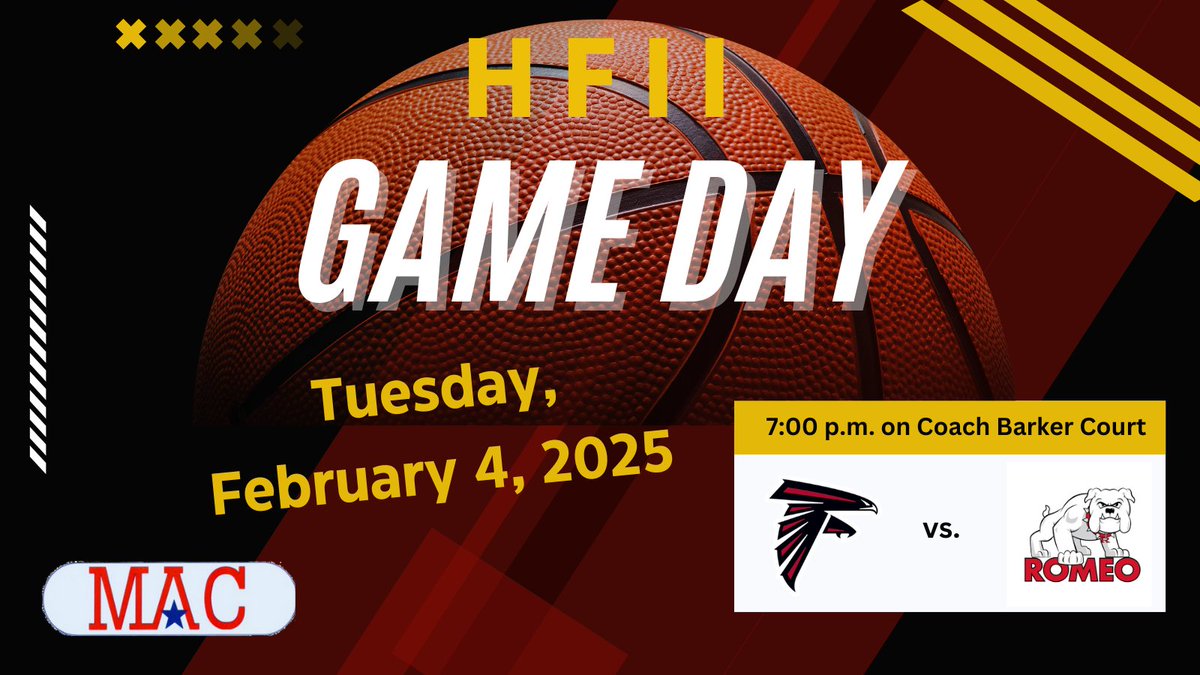 🏀 Game Day Alert 🏀
 📍Home on Coach Barker Court
 HFII 🆚 Romeo
 ⏰ Varsity Tip-Off: 7:00 PM | JV 5:30 | Fr. 4:00
#GoFalcons

<a href="/HFIISTUDENTSEC/">The Nest</a>