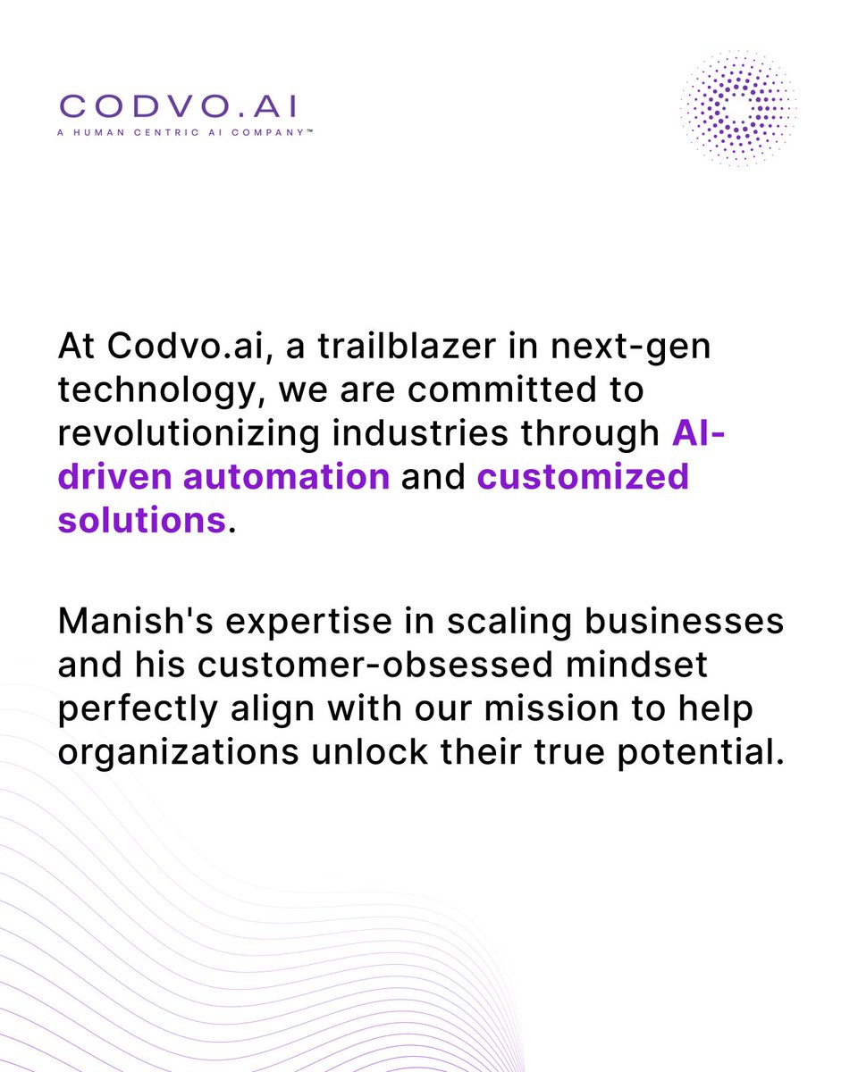 Codvo2's tweet photo. We welcome Manish Jindal as SVP &amp; CRO at https://t.co/UydXvzUhTI! 
With an impressive track record spanning Accenture and AWS, Manish brings extensive expertise in AI, cloud computing, automation, and digital transformation.

#Codvo #LifeAtCodvo #WelcomeToTheFuture #AI https://t.co/lweZj3co7x