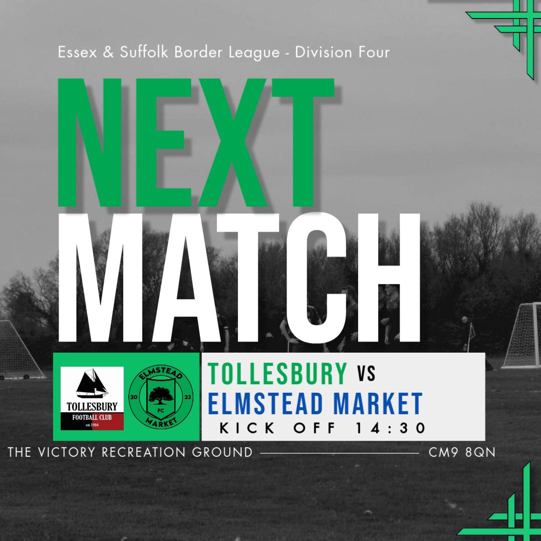 This weekend! 

The Firsts look to turn over a new leaf and bounce back from a disappointing few weeks

The reserves are on their travels to face tollesbury looking for a good result 

Good luck lads💚🖤

#emfc #coye #football #nonleague #oneclub