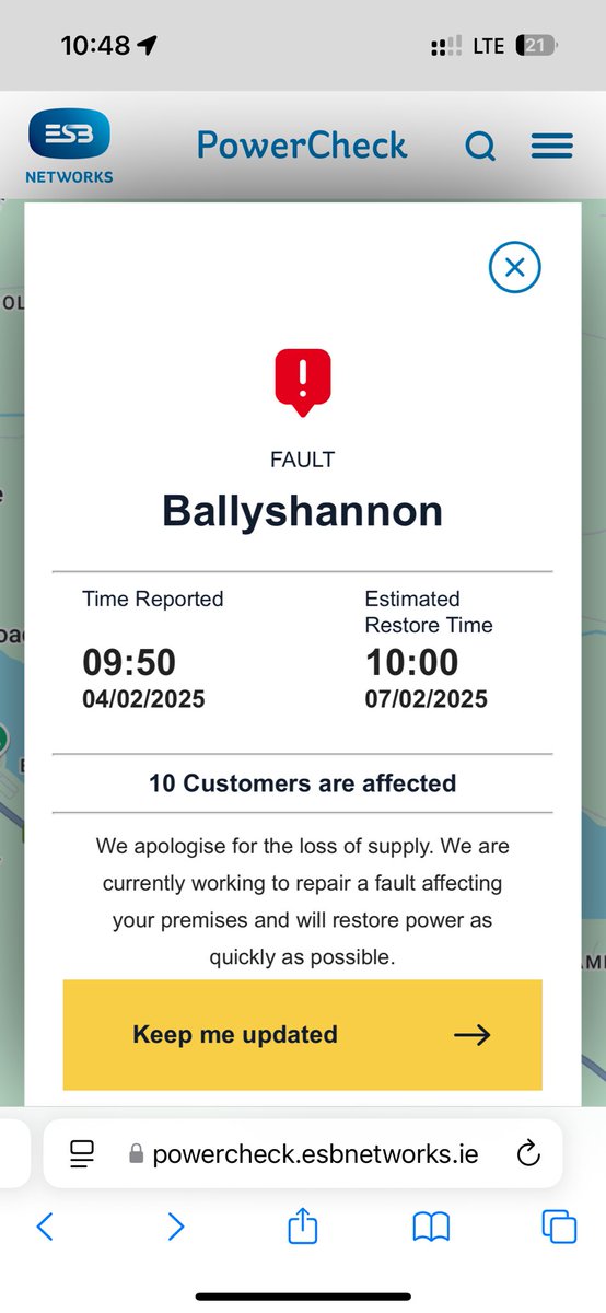 AidenLikely's tweet photo. @ESBNetworks So ESB turned off our power this morning, no warning, and it won’t be back until Friday. Food going to go off in freezers and fridges. While I appreciate the line staff are working hard to restore power, the grid isn’t fit for purpose. It can’t be relied upon to survive a storm https://t.co/ktNR2d7qvX
