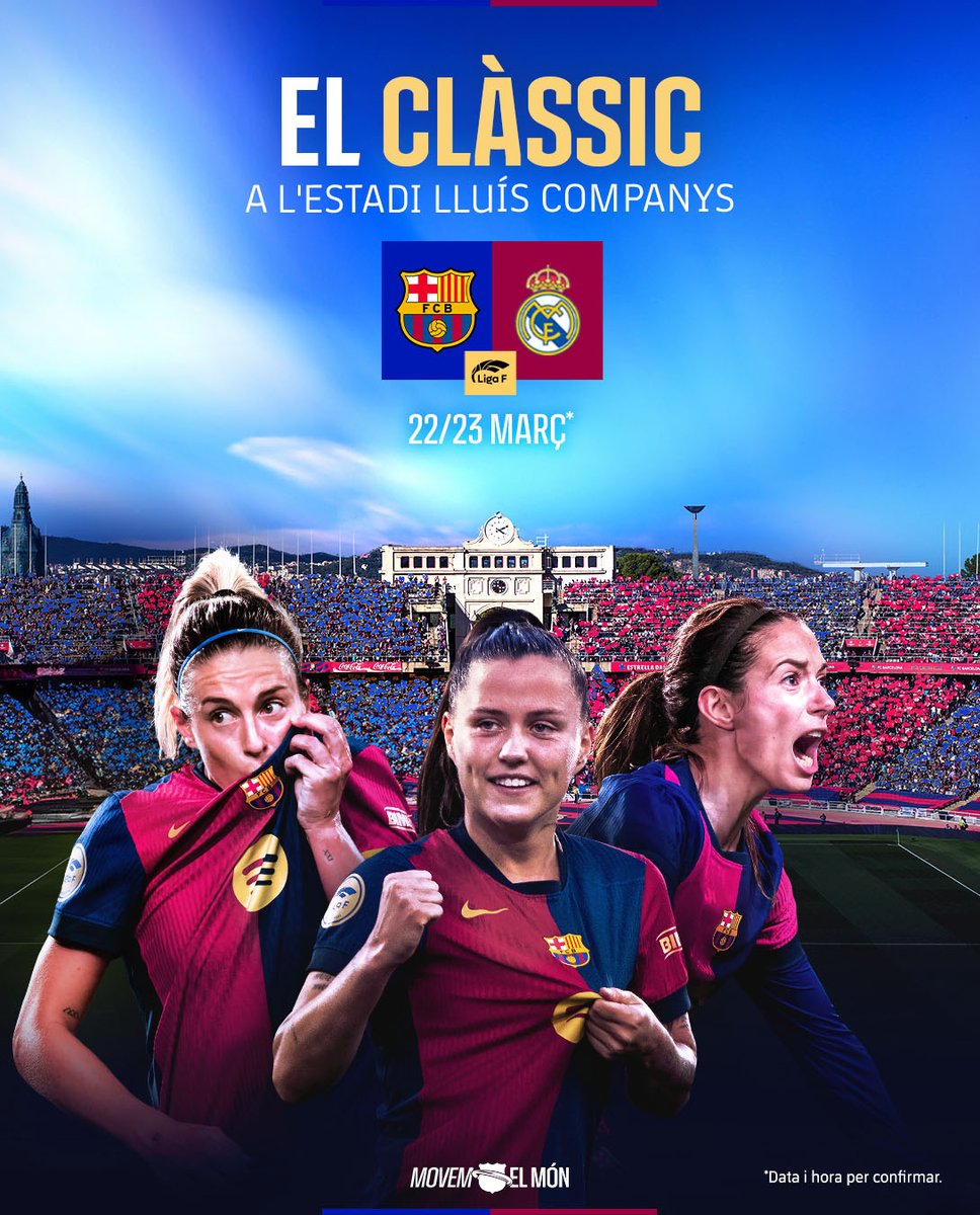 FCBfemeni's tweet photo. 🏟️🔥 𝗘𝗹 𝗖𝗹𝗮̀𝘀𝘀𝗶𝗰 𝗱𝗲 𝗟𝗹𝗶𝗴𝗮, 𝗮 𝗹'𝗘𝘀𝘁𝗮𝗱𝗶 𝗟𝗹𝘂𝗶́𝘀 𝗖𝗼𝗺𝗽𝗮𝗻𝘆𝘀! https://t.co/QdzRJcSCHo