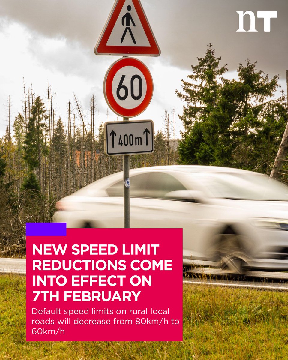 NewstalkFM's tweet image. Speed limits will be reduced from 80km/h to 60km/h from Friday the 7th of February in an effort to reduce road fatalities 🚘🛣️

🚗Later in the year, the speed limit on national secondary roads will go from 100km/h to 80km/h and the speed limit in urban cores will be reduced from…