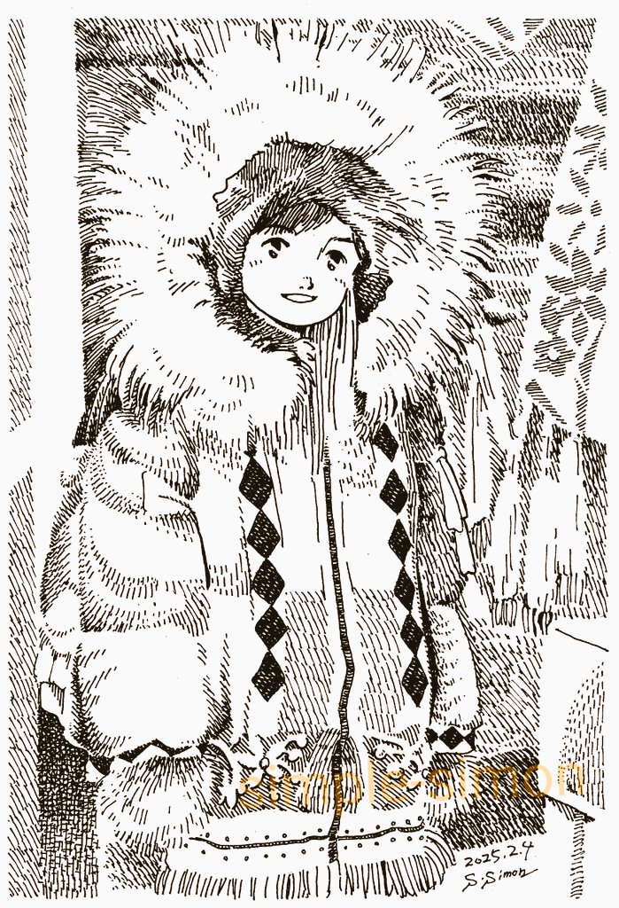 本日の1枚
「イヌイット」
寒かったので、問答無用に暖かそうなものを描いてみました。 