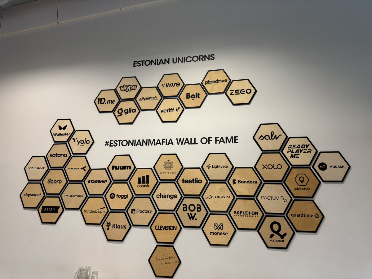 The Estonian Startup Wall of Fame. 

Topped by no less than 8 Unicorns!!

At Lift99 in Tallinn, Estonia. 

<a href="/LIFT99co/">LIFT99.co</a> <a href="/ASSEKnews/">Association of Startup & SMEs Enablers of Kenya</a>