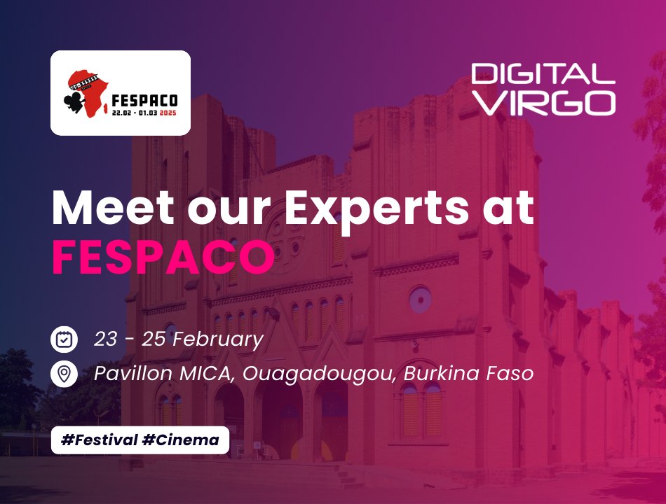 🎬 Digital Virgo at FESPACO 2025! 🌍✨

From Feb 23-25, we’ll be in Ouagadougou for one of Africa’s biggest film festival! 📽️
Let’s connect to discuss the future of digital content &amp; how we support African storytelling through innovative monetization.
 #FESPACO2025