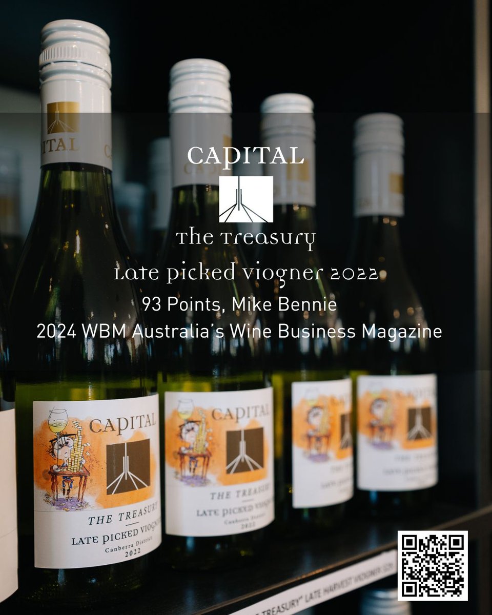 ✨Capital Wines is proud to announce that The Treasury Late Picked Viogner 2022 has received a new award from the 2024 WBM Australia's Wine Business Magazine ✨

Grab this award-winning drink from our website or visit us at the Capital Wines Cellar Door located in Hall Village