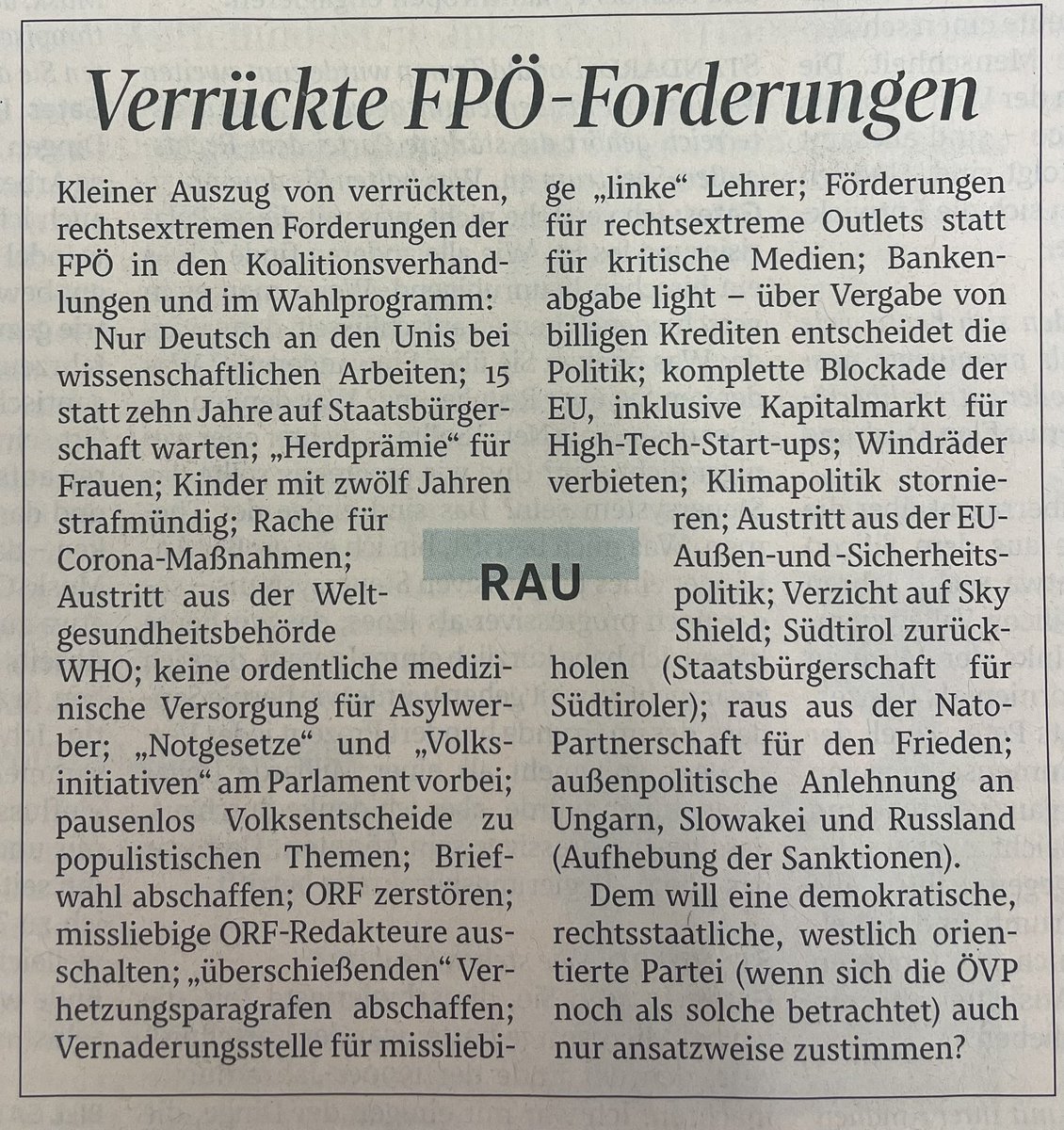 deutsch_ch's tweet photo. Will die @volkspartei wirklich Steigbügelhalter von Kickl sein? https://t.co/VO9K5lH3pA