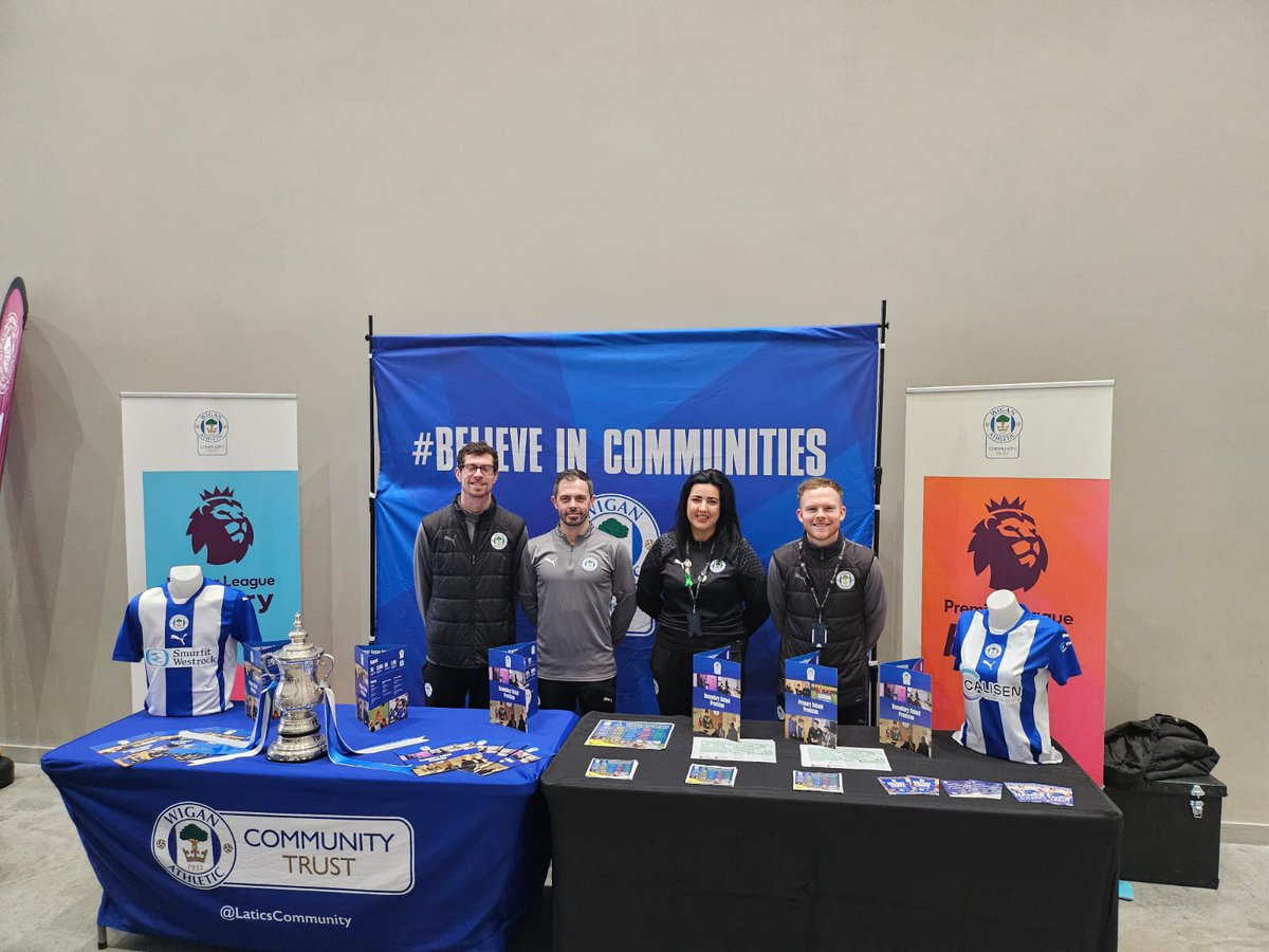 LaticsCommunity's tweet photo. 🙌 Today, we're proud to support @WiganCouncil's #ProgressWithUnity Summit and celebrate opportunity and inclusion through sport!

Our staff are at the event sharing information about our work towards equality in health, life chances and communities. 

#wafc 🔵⚪️ https://t.co/iYts6kh9Kw
