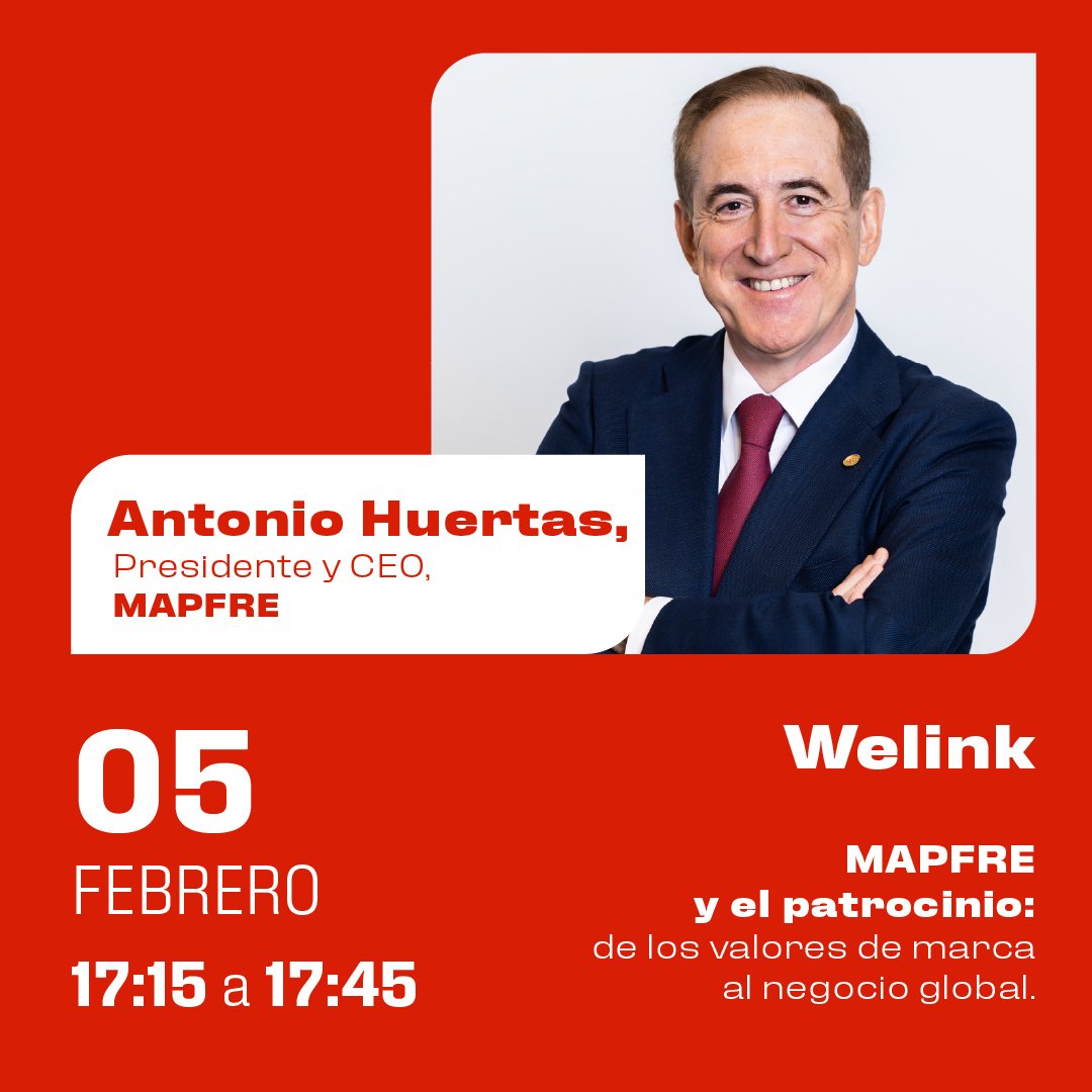 Mañana participaré en la 20ª edición de las #WelinkTalks, un encuentro clave para reflexionar sobre el impacto del patrocinio y las alianzas en el desarrollo empresarial. En <a href="/MAPFRE/">MAPFRE</a> entendemos los patrocinios como una de las palancas del crecimiento y de la reputación de marca.