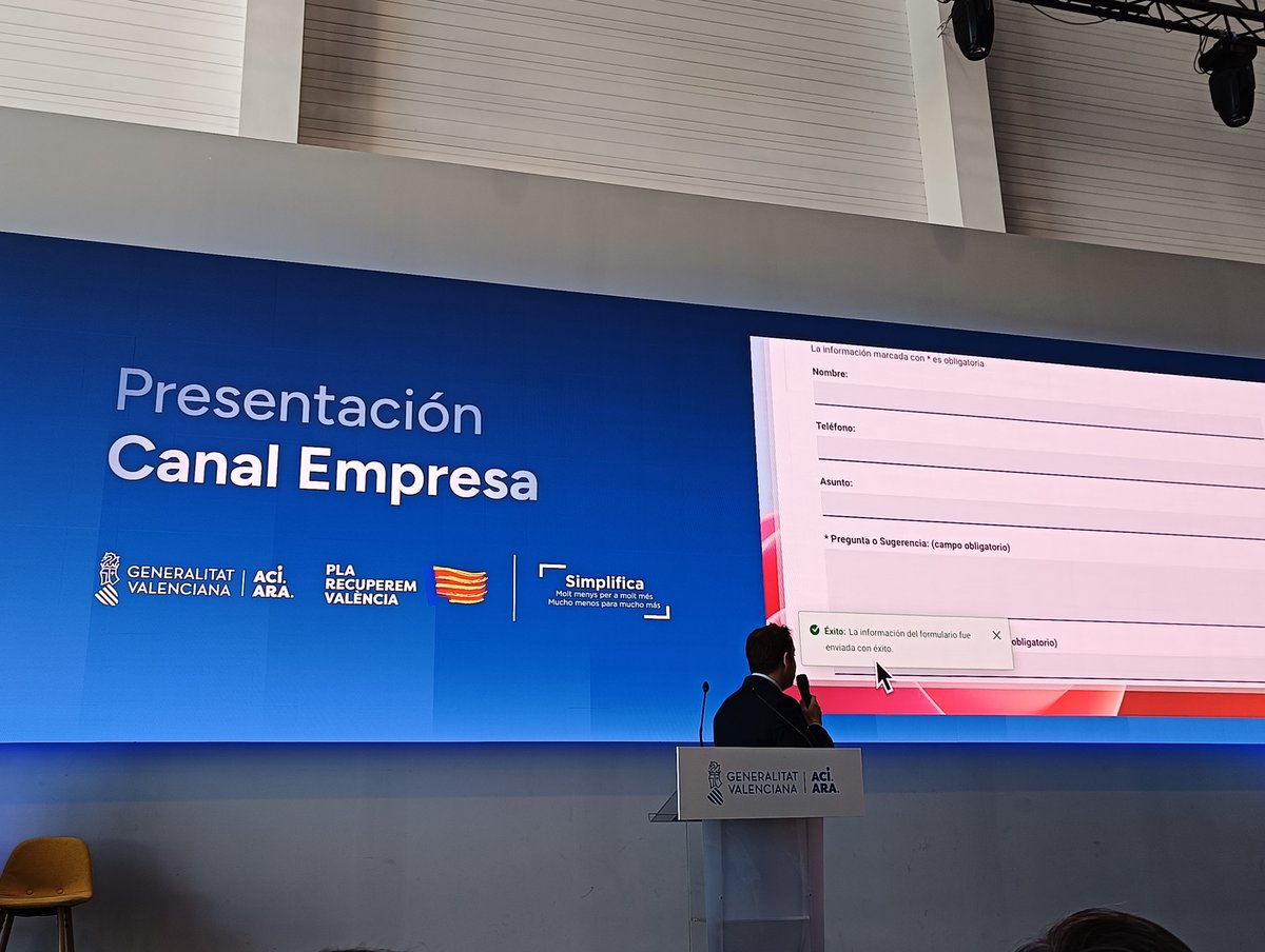 Hoy asistimos a la presentación del Canal Empresa, implantación del PLAN SIMPLIFICA sobre simplificación administrativa para las empresas de la CV. buff.ly/42AQbj4