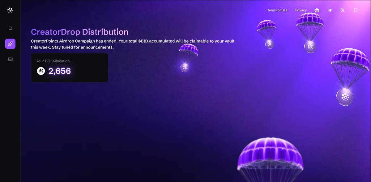 CreatorBid's tweet photo. You can now check how much $BID your CreatorPoints are worth at https://t.co/UF3LHUWFns!

Out of the 4.2% total airdrop allocation:
-> 3.5% went to agent members
-> 0.7% to long-term builders (agent teams)

That’s 83% for members, 17% for teams.

Remember, tokens will be claimable to your user vault (upcoming feature) until the end of the week - distribution is not happening today. Read our last post for full context.

The past days have been brutal in crypto. Builders, trench warriors, it’s all the same and we all feel it. But rest assured CreatorBid is locked in, focused on delivering the best AI infrastructure in the space. Here’s what’s coming:

CreatorBid User Dashboard
Live by the end of the week. Your User Vault will hold your $BID balance, and BID endorsements will go live as well - a critical feature for accumulating ecosystem rewards (and yes, Memberships will play a very important role too).

Curated Launchpad
Targeting launch in 2-3 weeks. Partners already lined up. Your ecosystem level (feature coming with the User Dashboard) will determine your max bid and launchpad access.

Multi-Chain Expansion (BNB Chain)
CreatorBid is integrating with @BNBCHAIN. AI Agents launching across chains (Base and BNB Chain). Early-stage discussions with promising projects + a few already lined up to launch on the Curated Launchpad.

Final Notes
When the market dips, weak hands panic. Builders keep building. CreatorBid is proving, over and over, that this is not vaporware. We are working with real tech. Building a real ecosystem. Announcing real partnerships. Just check our pinned post.

Price action is noise, the tech is what matters. We know this is tough to read, even more in crypoland but that's the truth. The team is building. The fundamentals are solid. The product is evolving.

AI isn’t going anywhere. Neither are we.