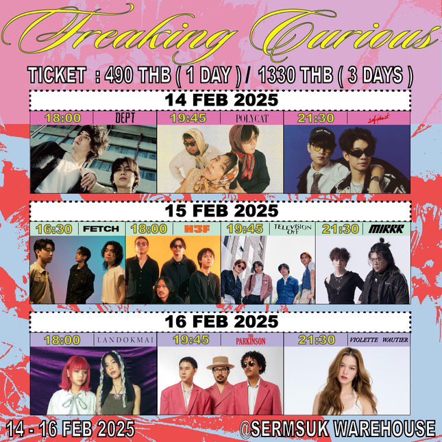 iRyuuu_pp's tweet photo. คอนเสิร์ตที่รวมวงโคตรดี Vibe โคตรได้!💖
#FreakingCurious 14-16 ก.พ. นี้ที่โกดังเสริมสุข
Safeplanet, Polycat, The Parkinson, V Violette มาครบ! 🎤
ของกินแน่น ร้านช้อปเพียบ บรรยากาศริมแม่น้ำ
แท็กเพื่อนแล้วรีบไปตำบัตร ก่อนหมด! 🚀 https://t.co/MGdX0NTP8N