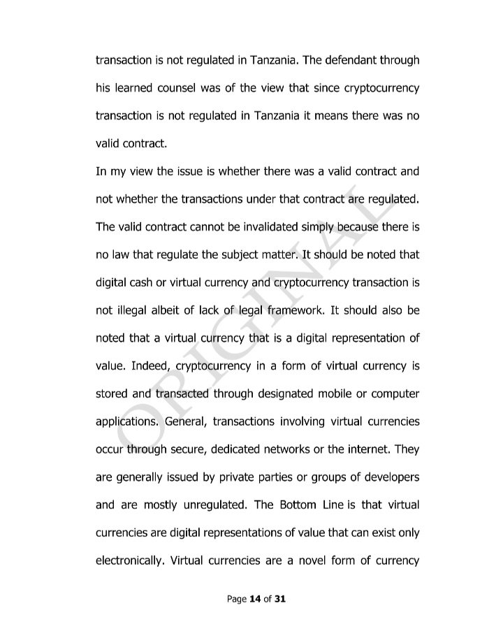 SilverKayondo's tweet image. Commercial Court of #Tanzania has upheld and enforced a #cryptocurrecy contract

Judge ruled that lack of a law governing the subject matter doesn't make underlying contract illegal

A welcome decision. Also good progress by Trump admin in reforming the global #payments system.