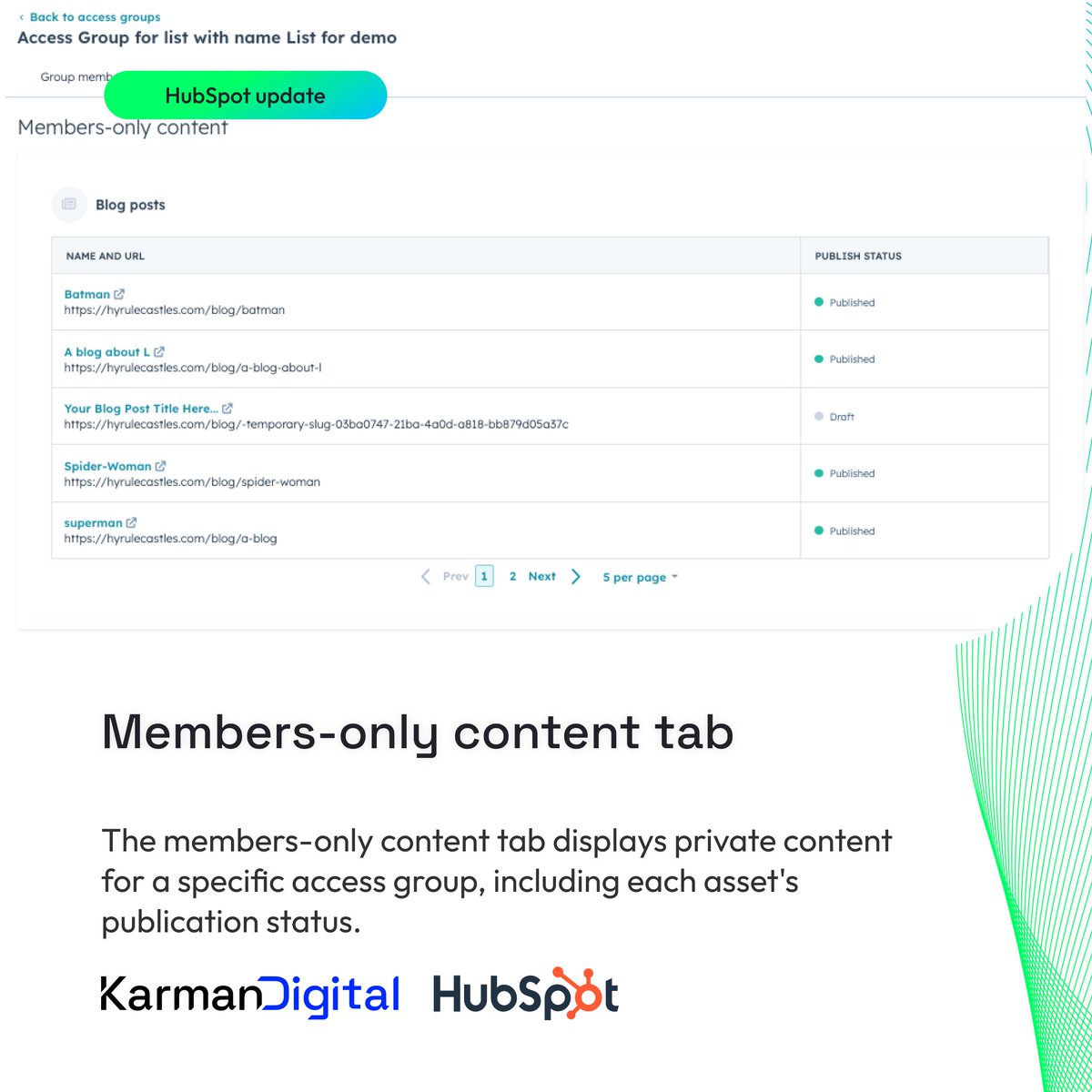 KarmanDigital's tweet photo. 🚀 New in @HubSpot: Members-only content tab!

Easily manage private content for each access group. Get a clear view of all shared pages, blogs, KB articles and more, all in one place.

📍 Find it under Content > Memberships

Available for Pro &amp; Enterprise users.

#HubSpot https://t.co/sMPdzig9St