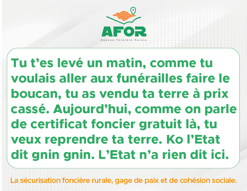 AgenceAFOR's tweet photo. Ne vendons pas nos terres !
#afor_civ
#presfor
#certificatfonciergratuit https://t.co/UL0q7rUVPX