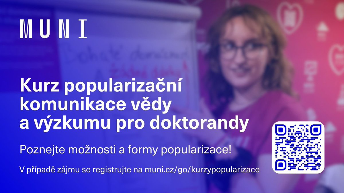 MUNI PhD (@muniphd) on Twitter photo 📢✨ Kurz popularizační komunikace vědy a výzkumu pro PhD studenty 2025 <a href="/muni_cz/">Masarykova univerzita</a>
📅 březen – květen 2025
📝 Popularizační psaní, mediální trénink, vizualizace dat, elevator pitch a další!
📌 Registrace do 27. 2.
🔗 Přihláška: forms.office.com/pages/response… 📢✨ Kurz popularizační komunikace vědy a výzkumu pro PhD studenty 2025 <a href="/muni_cz/">Masarykova univerzita</a>
📅 březen – květen 2025
📝 Popularizační psaní, mediální trénink, vizualizace dat, elevator pitch a další!
📌 Registrace do 27. 2.
🔗 Přihláška: forms.office.com/pages/response…