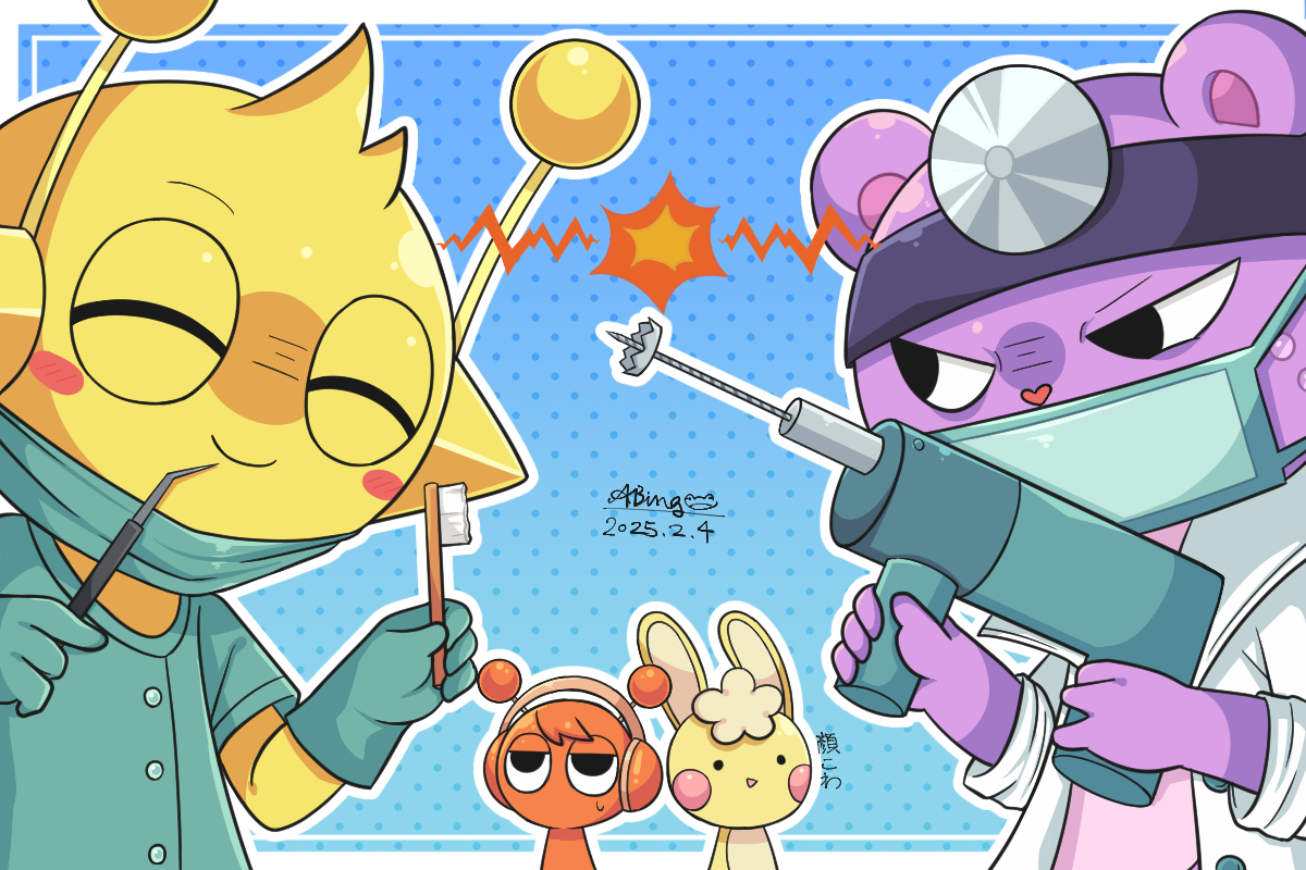 _ABing_'s tweet photo. （⚠️クロスオーバー）
歯医者さん対決

#sprunki
#HappyTreeFriends https://t.co/3d18grrjX7