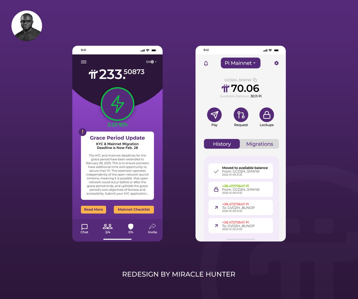 Web3_VisualSage's tweet photo. 🚀 Redesigned 2 screens for the Pi Network app! A fresh take on usability and aesthetics—let me know what you think! 🔥

#PiNetwork #UIDesign #UXDesign #PiApp #Redesign #Crypto @PiCoreTeam refer to @MiracleHunter_ https://t.co/tMRg5rZ9Pu