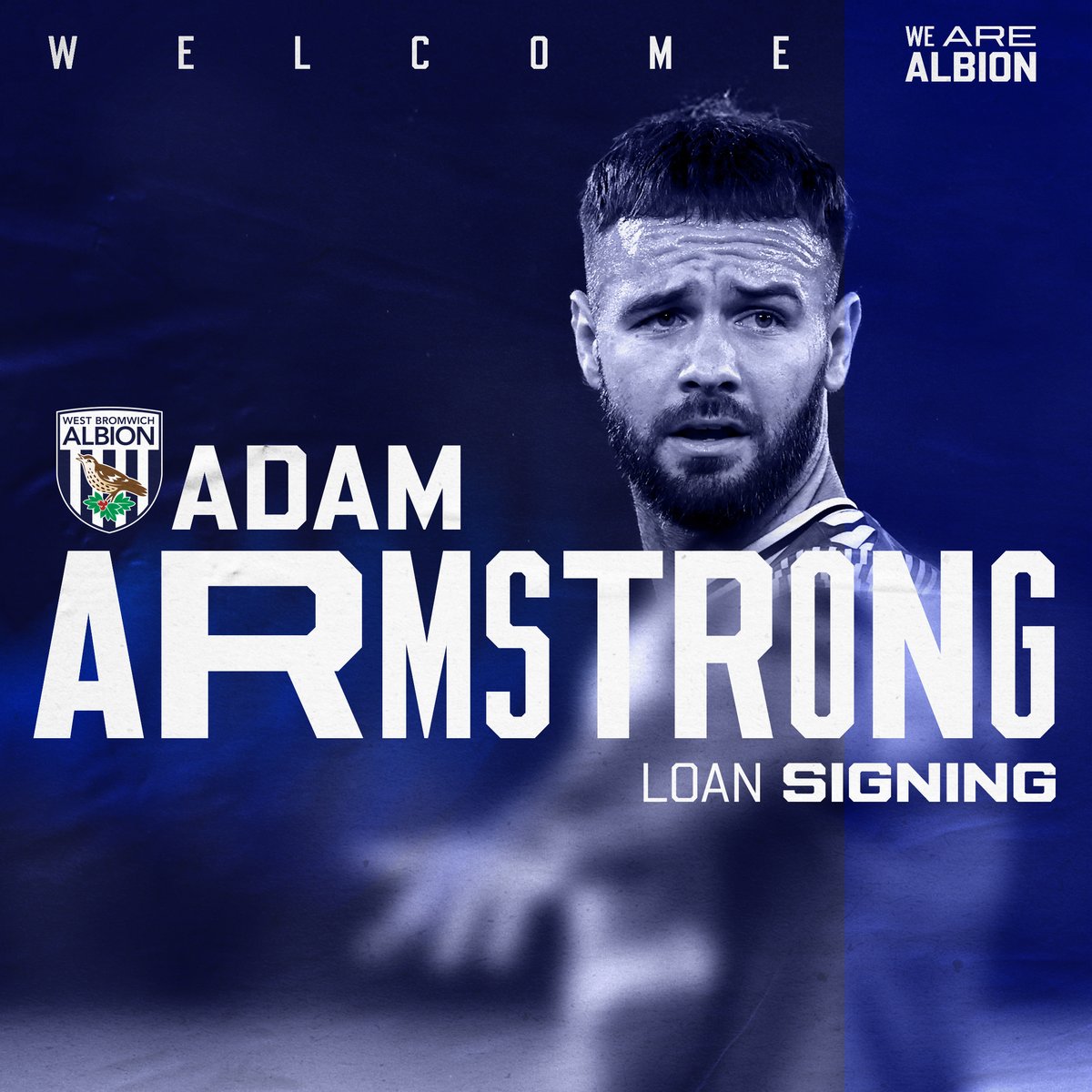 WBA's tweet photo. We're delighted to announce the signing of @AdamArma9 on loan for the rest of the season! ✍️

Welcome to the Albion, Adam! 💪