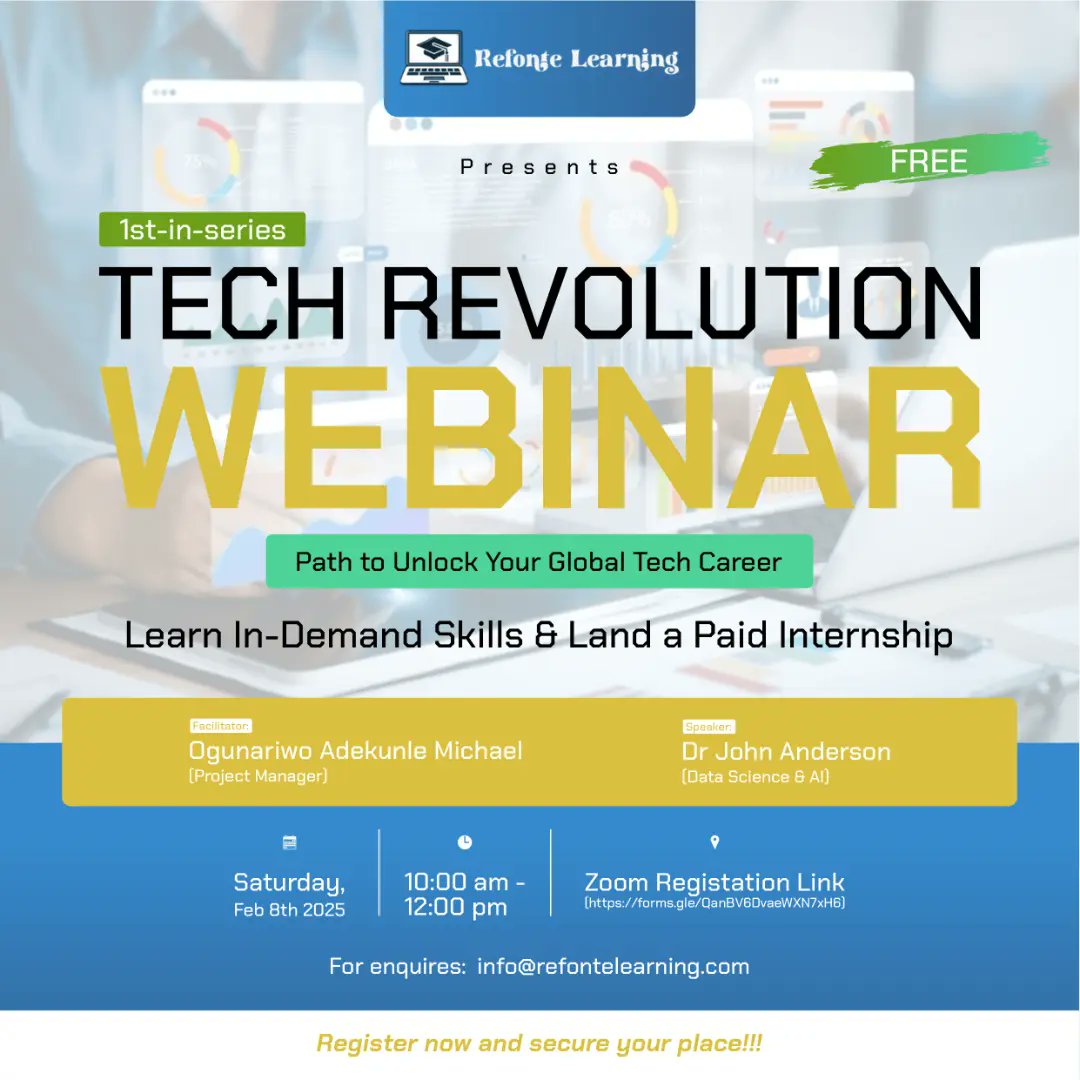 RefonteLearning's tweet image. Ready to take your tech career global? 🌎 Join our free webinar to learn the skills employers are looking for and how to land a paid internship abroad!

Register here: forms.gle/QanBV6DvaeWXN7…

#globaltech #careers #internships