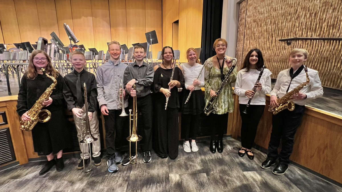 Congratulations to the following WMS students who were all selected to the 2025 Wayne State College Junior High Honor Band that took place on Saturday, January 25th at Wayne State College.  It was a full day of making music with 110 other students from around Nebraska.
