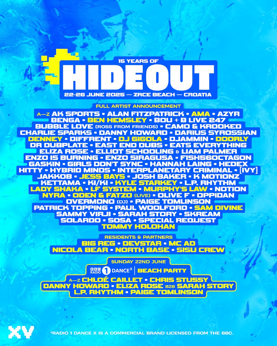. <a href="/hideoutfestival/">Hideout Festival</a> Reveals Complete Line-Up and Beach Party Details For 2025 Edition in association with BBC Radio 1 Dance X <a href="/BBCR1/">BBC Radio 1</a> 
include <a href="/dannyhowarddj/">Danny Howard</a>  <a href="/LFSYSTEMMUSIC/">LF SYSTEM</a> <a href="/samdivine/">▼ Sam Divine ▼</a> <a href="/benhemsley/">Ben Hemsley</a> <a href="/doorlydj/">DOORLY</a>, and more
dubiks.com/2025/02/04/hid… via <a href="/dubiks/">dubiks</a> 
 #croatia #zrce