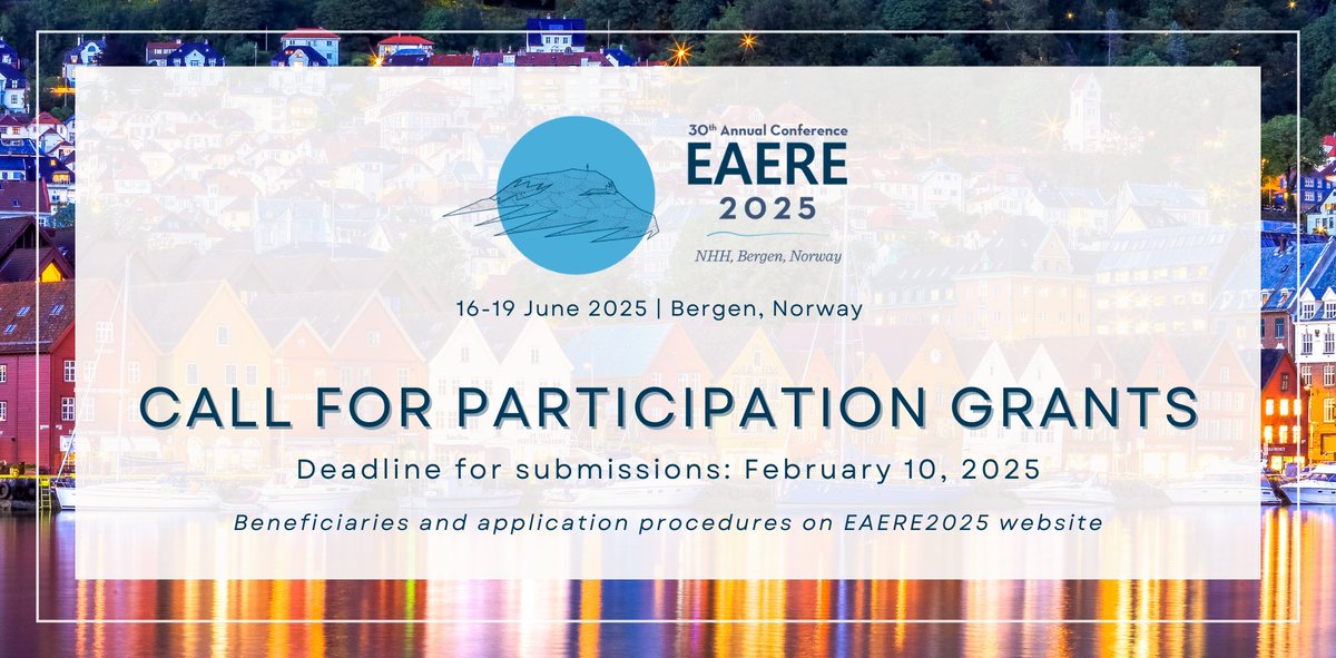 EAERE (@eaere_envecon) on Twitter photo ๐ฅParticipation grants for #EAERE2025 are available and applications are still open!
๐The grants assigned to residents in low/middle-income Mediterranean countries are offered by <a href="/CyprusInstitute/">The Cyprus Institute</a>
๐eaere-conferences.org/index.php?p=471 ๐ฅParticipation grants for #EAERE2025 are available and applications are still open!
๐The grants assigned to residents in low/middle-income Mediterranean countries are offered by <a href="/CyprusInstitute/">The Cyprus Institute</a>
๐eaere-conferences.org/index.php?p=471