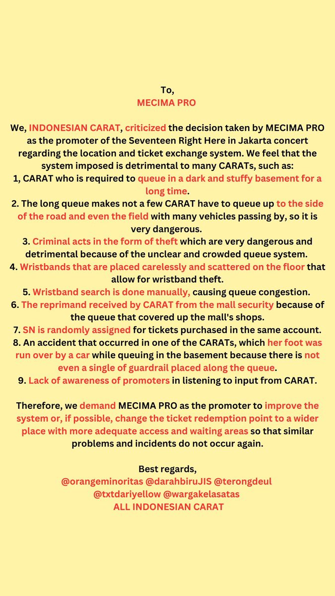 Hi Carats, mari kita bantu suarakan ini bersama-sama🙌

To <a href="/mecimapro/">MCP</a>

WE, INDONESIAN CARAT, DEMAND YOU TO RESPECT YOUR CUSTOMER AND BE A WISE PROMOTOR!

#Aksi_Carat_Bersuara
#MECIMA_WAKE_UP
#MECIMA_LISTEN_TO_US
#MECIMA_NOT_PROfessional
#JusticeForCarat