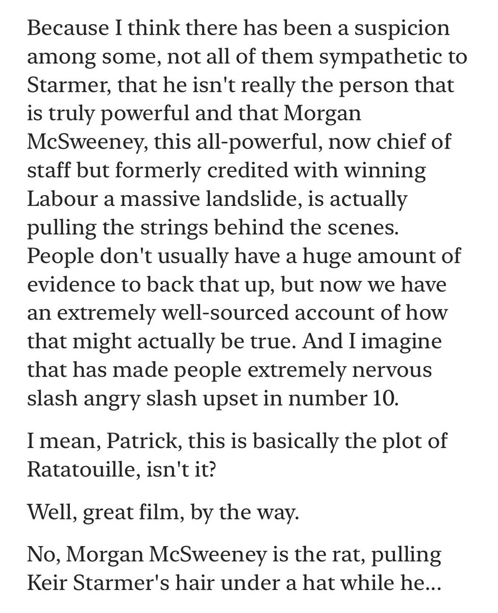 Hugo, who is presumably well paid to follow and understand British politics, is shocked to discover that Sir Keir might be a bonnet ornament on a car driven by the Party’s former Bribes Acquisition officer. Lara, who was at university in 2020, explains that sadly he is just that.