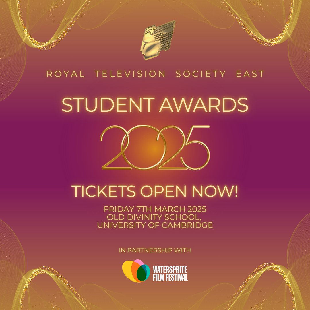 RTS East (@rts_east) on Twitter photo We are delighted to announce that tickets for the RTS East Student Awards are now open! π€©
We would also like to say thanks to our friends over <a href="/WaterspriteFilm/">Watersprite Film Festival</a> who are partnering with us once again for this event.
Click the link in our bio to book your tickets now! ποΈ We are delighted to announce that tickets for the RTS East Student Awards are now open! π€©
We would also like to say thanks to our friends over <a href="/WaterspriteFilm/">Watersprite Film Festival</a> who are partnering with us once again for this event.
Click the link in our bio to book your tickets now! ποΈ