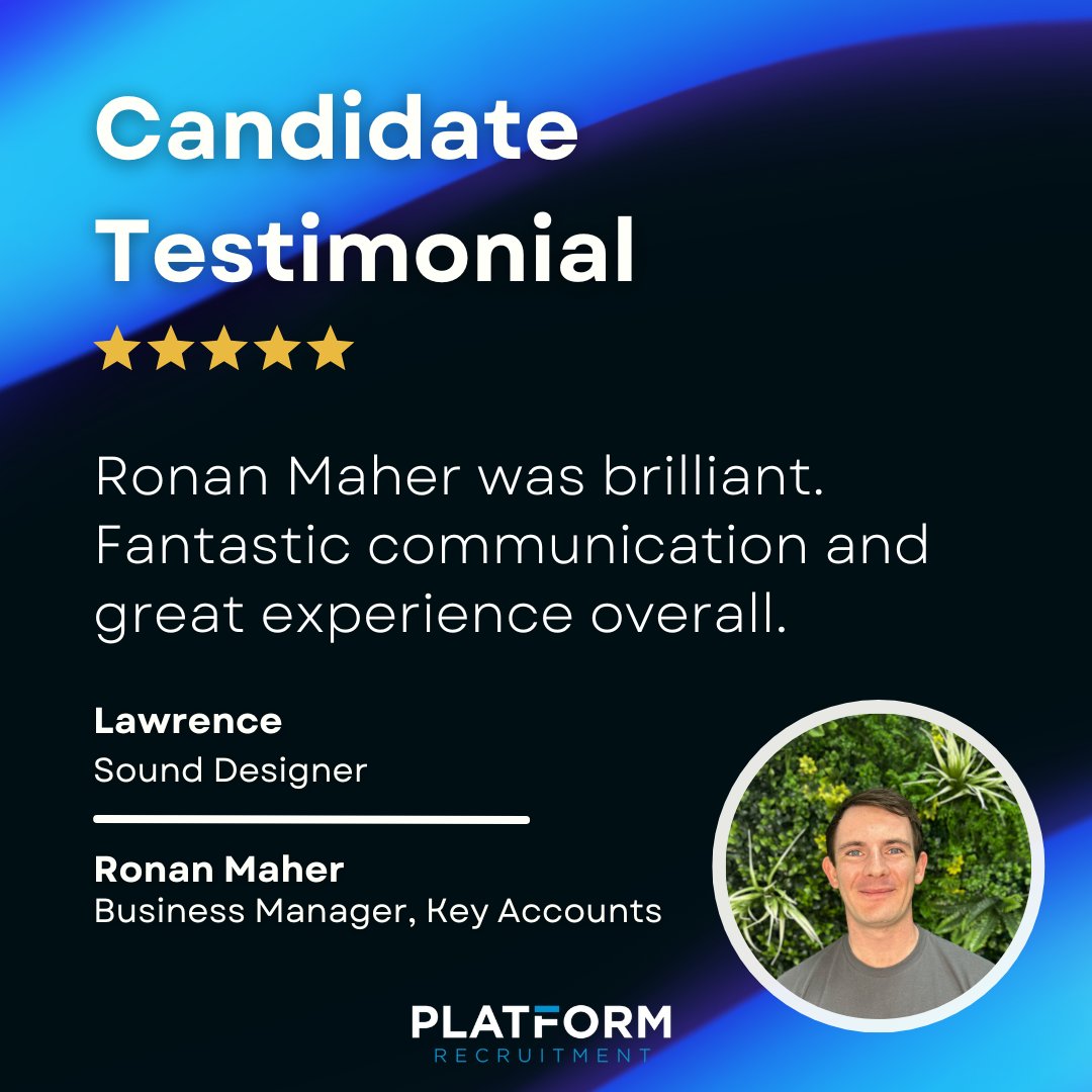 Testimonial Tuesday!⭐

A fantastic testimonial for Ronan! 🗣️

If you're looking for a job then get in touch with Ronan at ronan@platform-recruitment.com to find out more about the roles he's currently recruiting for. 📲

#PlatformRecruitment #CustomerFeedback #CustomerExperience