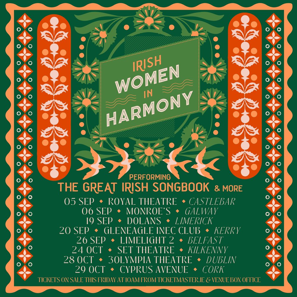 CWB Management (@cwbdotie) on Twitter photo Irish Women in Harmony have just announced The Great Irish Songbook & more🕊️ - an Irish tour in autumn 2025 coming to <a href="/tf_castlebar/">TF Royal Hotel and Theatre</a>, <a href="/MonroesLive/">Monroe's Live</a>, <a href="/mydolans/">Dolans Limerick</a>, @GlenINECArena, <a href="/LimelightNI/">Limelight Belfast</a>, <a href="/SetKilkenny/">Set Theatre</a>, <a href="/3olympiatheatre/">3Olympia Theatre</a> & <a href="/CyprusAveCork/">Cyprus Avenue</a>. Tickets on sale Friday 10am! Irish Women in Harmony have just announced The Great Irish Songbook & more🕊️ - an Irish tour in autumn 2025 coming to <a href="/tf_castlebar/">TF Royal Hotel and Theatre</a>, <a href="/MonroesLive/">Monroe's Live</a>, <a href="/mydolans/">Dolans Limerick</a>, @GlenINECArena, <a href="/LimelightNI/">Limelight Belfast</a>, <a href="/SetKilkenny/">Set Theatre</a>, <a href="/3olympiatheatre/">3Olympia Theatre</a> & <a href="/CyprusAveCork/">Cyprus Avenue</a>. Tickets on sale Friday 10am!