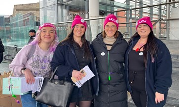 CymruUCU's tweet photo. Emir, Sophie, Annabel &amp; Ceri from the CU School of Nursing are ready to rally
#WeAreUCU  #FightingForHE https://t.co/lCKpbrL6B5