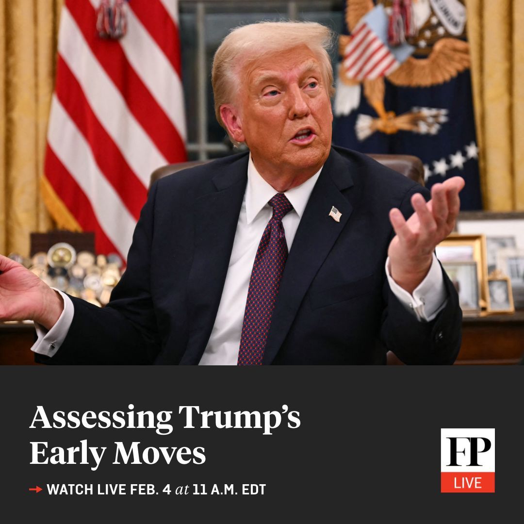 Foreign Policy (@foreignpolicy) on Twitter photo How are Trumpās moves playing out globally? Tune in to FP Live today at 11:00am ET for a conversation with Financial Times columnist <a href="/EdwardGLuce/">Edward Luce</a>, former Singaporean diplomat <a href="/mahbubani_k/">Kishore Mahbubani</a>, and director of Italyās Istituto Affari Internazionali <a href="/NathalieTocci/">Nathalie Tocci</a>.
Register here: How are Trumpās moves playing out globally? Tune in to FP Live today at 11:00am ET for a conversation with Financial Times columnist <a href="/EdwardGLuce/">Edward Luce</a>, former Singaporean diplomat <a href="/mahbubani_k/">Kishore Mahbubani</a>, and director of Italyās Istituto Affari Internazionali <a href="/NathalieTocci/">Nathalie Tocci</a>.
Register here: