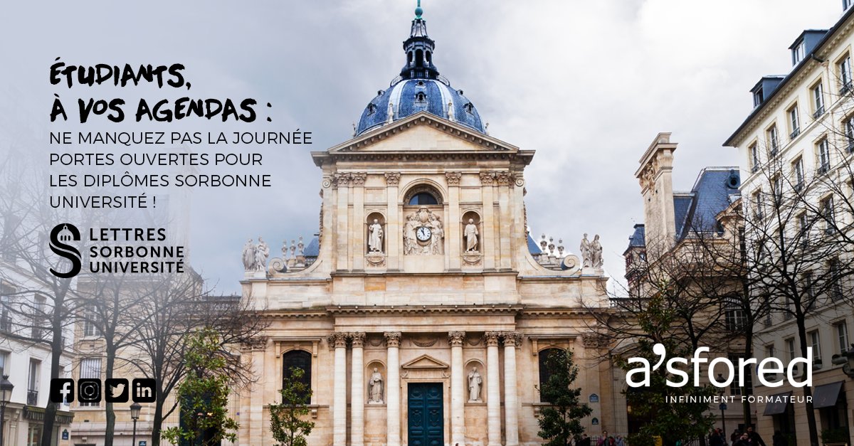 Journée Portes Ouvertes des diplômes Sorbonne Université – Édition &amp; Métiers du livre 
Tu veux faire de ta passion pour l’édition un métier ? Découvrez nos masters en apprentissage lors de notre Journée Portes Ouvertes
📅 Samedi 15 février 
👉 Inscris-toi tinyurl.com/rgyethtza