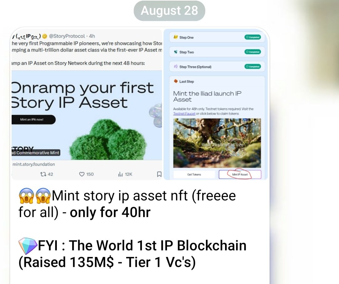Gautamguptagg's tweet photo. 🪂 $IP #Airdrop Criteria Revealed - Min 8% Supply For Community At TGE..

Before That, I Shared #Story 5 Times As Alpha (Hope You Didn't Missed) 🫡

__

👇 5 Criteria To Be Eligibile (High % Of Supply Will Goto 1st Criteria)

1️⃣ Story Odyssey Commemorative Nft's  / Badge.

💎Criteria/Sybil/Multiplier-  If They Will Apply SYBIL Then, Min 1-2 Years Old Active Wallet + Min 3 Badges + Iliad testnet nft.

2️⃣ DC Og's Role Holders.
3️⃣ Developers / Story Ecosystem Project.
4️⃣ Kaito Top Yappers.
5️⃣ IRL Event-  Chronicals Nft Holders.

Snapshot Taken.. 👍