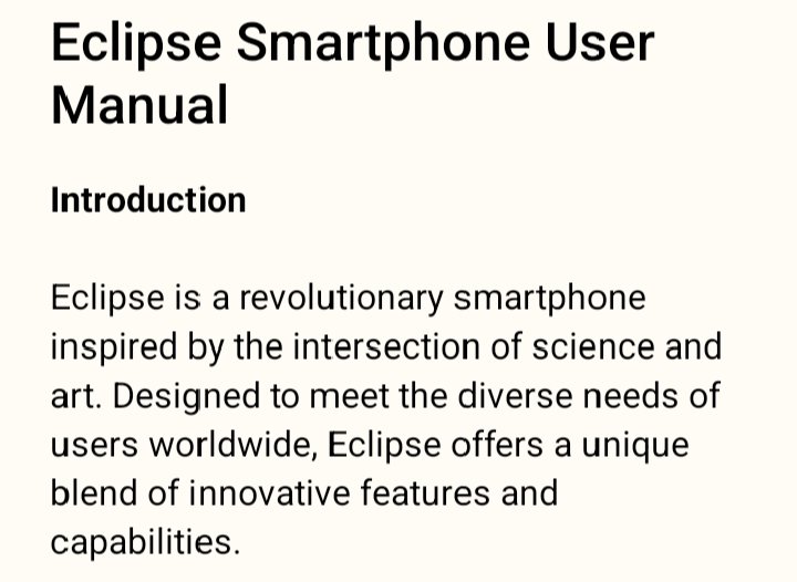 MataPollyn's tweet photo. Exercise 1 done! 📝📱 Just completed my first technical writing exercise - the Eclipse Smartphone User Manual! 🤩 Would love your feedback! 👀 Please review and rate my work! 📊 #TechnicalWriting #UserManual #FeedbackWelcome https://t.co/L4C0EbL3mI