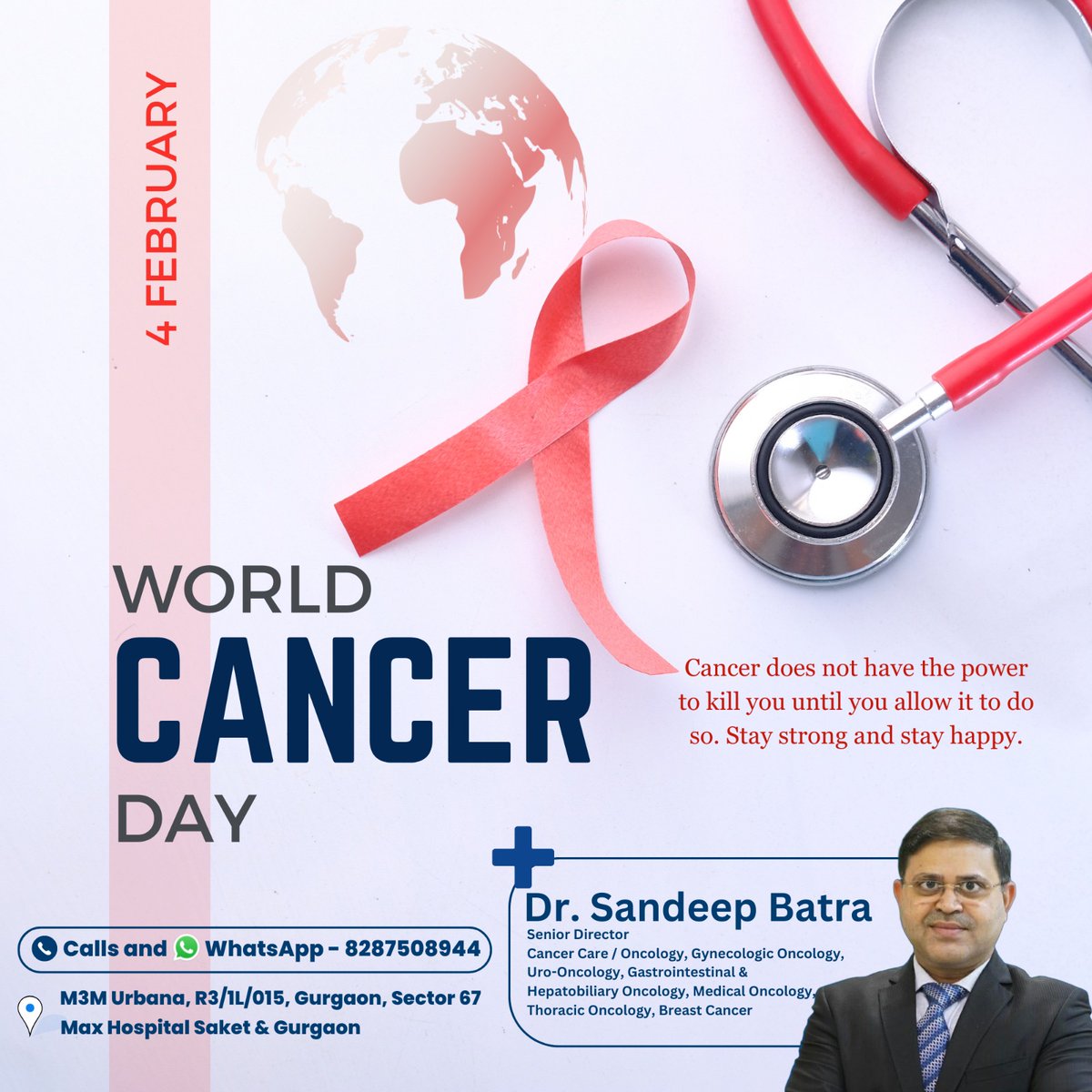 WORLD CANCER DAY
Cancer does not have the power to kill you until you allow it to do so. Stay strong and stay happy.

#cancerday #worldcancerday #cancer #cancerawareness #cancersurvivor #cancerfighter #cancercare #health #cancerfree #cancerfight #beatcancer #cancersurvivors