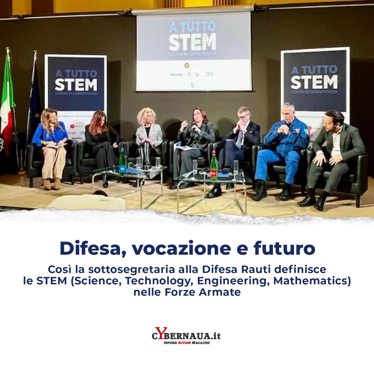 "Difesa, vocazione e futuro" - <a href="/cybernaua/">maria clara mussa</a> 
⬇️
cybernaua.it/news/newsdett.…

<a href="/formichenews/">Formiche</a> <a href="/SchifoneM/">Marta Schifone</a> <a href="/CalderoneMarina/">Marina Calderone</a> <a href="/GuidoCrosetto/">Guido Crosetto</a> <a href="/MinisteroDifesa/">Ministero Difesa</a> <a href="/SM_Difesa/">Forze Armate StatoMaggioreDifesa</a> <a href="/Esercito/">Esercito Italiano</a> <a href="/ItalianAirForce/">Aeronautica Militare</a> <a href="/ItalianNavy/">Marina Militare</a> <a href="/_Carabinieri_/">Arma dei Carabinieri</a>

#STEM #Difesa #settimanaSTEM 
#UnaForzaperilPaese #forzearmate