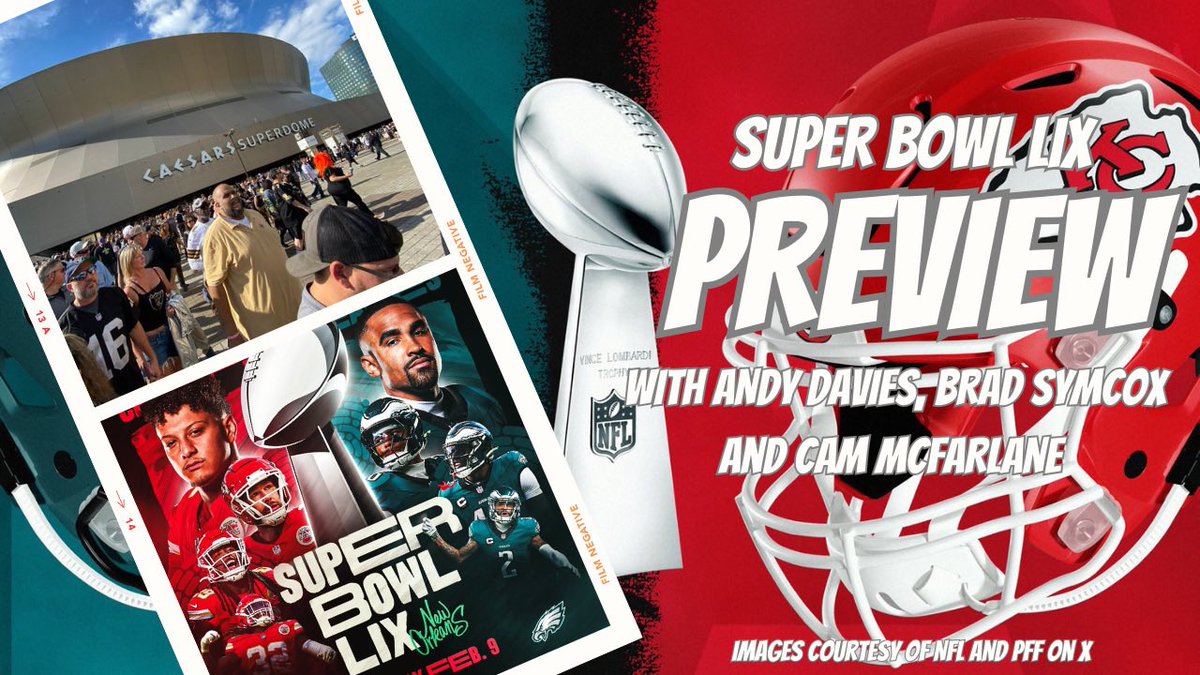 Across The Pod (@across_thepod) on Twitter photo Our Super Bowl LIX preview is out, as <a href="/AndyDaviesSport/">Andy Davies</a> is joined by Chiefs fan <a href="/BritChiefUK/">Brit Chief 🇬🇧</a> and Eagles fan <a href="/CamMcFarlane/">Cam McFarlane</a>.
They discuss Spagnuolo and whether he can stop Saquon, some overlooked players and much more!
Previous guests also send in their video predictions!
(1/3) Our Super Bowl LIX preview is out, as <a href="/AndyDaviesSport/">Andy Davies</a> is joined by Chiefs fan <a href="/BritChiefUK/">Brit Chief 🇬🇧</a> and Eagles fan <a href="/CamMcFarlane/">Cam McFarlane</a>.
They discuss Spagnuolo and whether he can stop Saquon, some overlooked players and much more!
Previous guests also send in their video predictions!
(1/3)