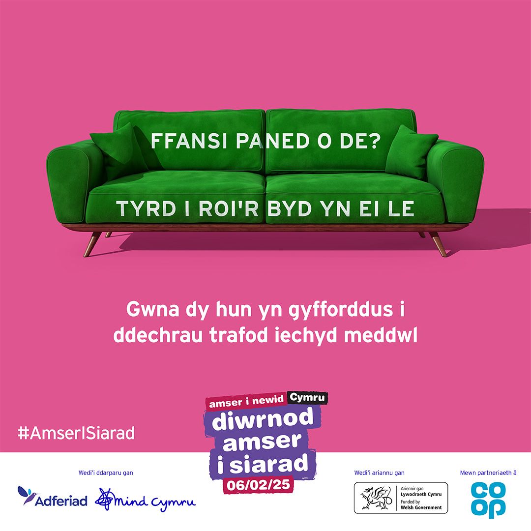Mae'n Ddiwrnod Amser i Siarad (6 Chwefror 2025) ❤️
Gall siarad yn agored ac yn onest fod y cam cyntaf tuag at well iechyd meddwl i bawb, yn helpu pobl i deimlo'n gyfforddus i ofyn am help pan fydd ei angen arnynt. Gwnewch le i gael sgwrs heddiw ar Ddiwrnod Amser i Siarad.