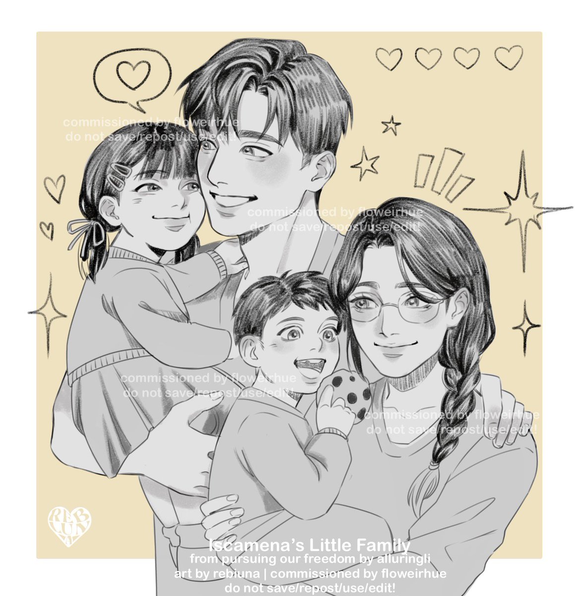 iscamena’s little family 💛 
— pursuing our freedom by <a href="/alluringliwp/">li</a> 

art by @rebIuna | commissioned by floweirhue

pls do not save/repost/use/edit !