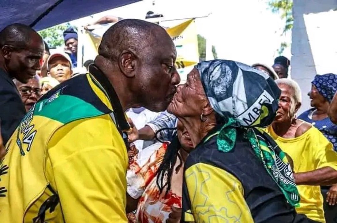 Mr. Ramaphosa, the President of the century, deeply kissed his granny in public. Shame on him