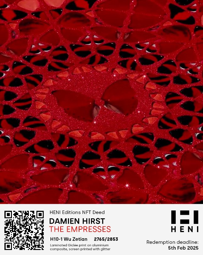 Folks, if you own a Damien Hirst Empresses NFT deed you have 24 HOURS to redeem that deed and claim your physical.

From the Heni website: “These are utility NFTs provided by HENI which serve the specific purpose of delaying receipt of the physical and enabling ease of trading.”