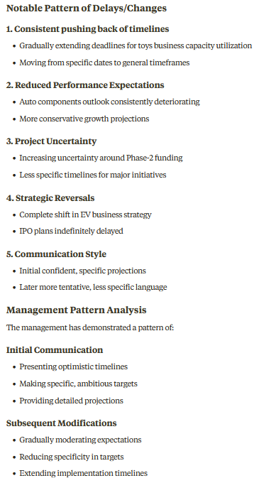 CaGRQuestCap's tweet image. 1/n
OK Play India Ltd.

AI Analysis of Management Commitments vs Potential Deviations/Rollbacks (using last 3 earnings concall)

NOTE: PLEASE READ THE DISCLAIMER PROVIDED IN THE MESSAGE n/n

#OKPLAYINDIA #OKPLAY