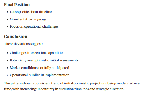 CaGRQuestCap's tweet image. 1/n
OK Play India Ltd.

AI Analysis of Management Commitments vs Potential Deviations/Rollbacks (using last 3 earnings concall)

NOTE: PLEASE READ THE DISCLAIMER PROVIDED IN THE MESSAGE n/n

#OKPLAYINDIA #OKPLAY