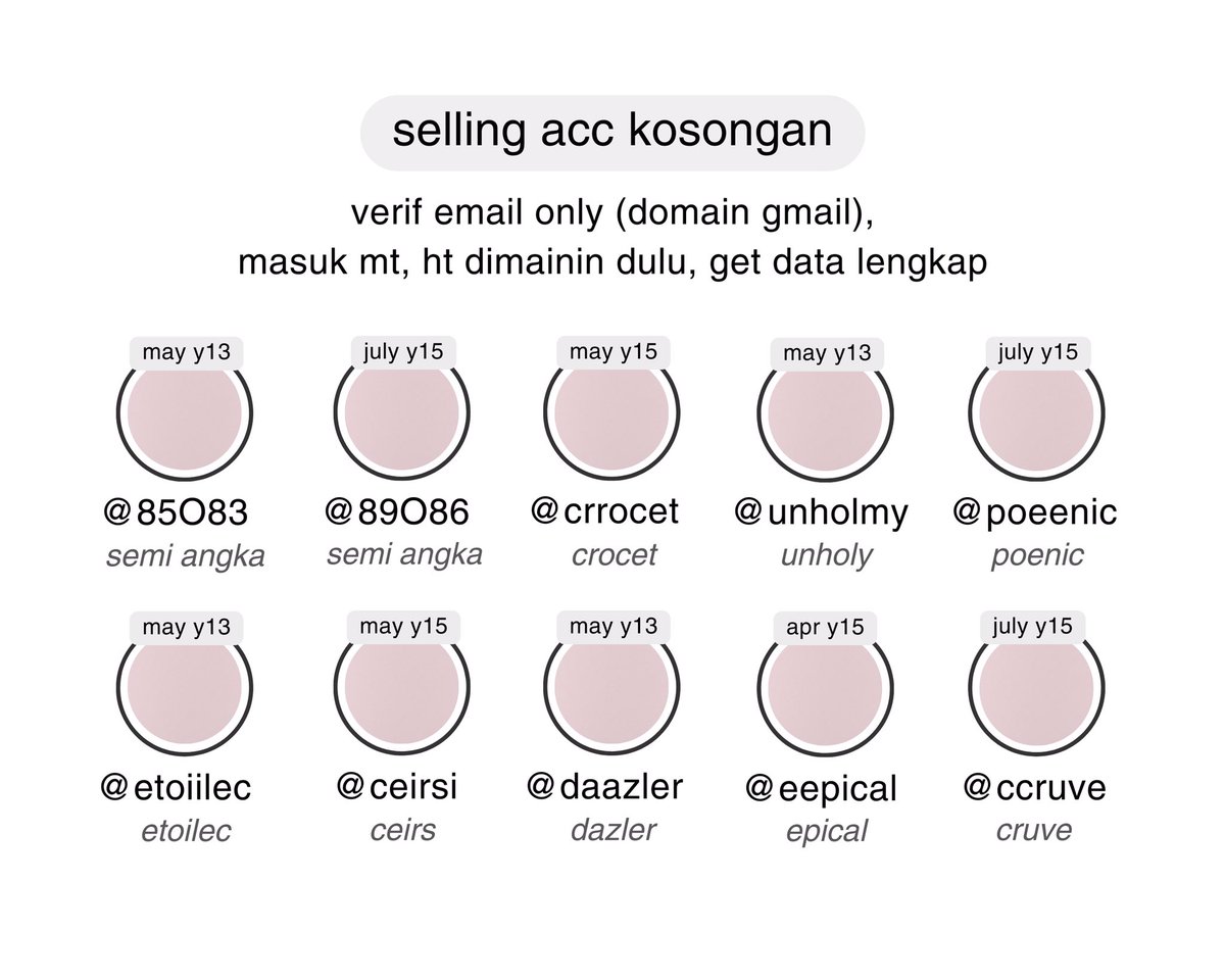 caeplus's tweet image. wts acc kosongan verif gmail only
masuk mt, get data lengkaap

price : 6.500/each
#zonauang