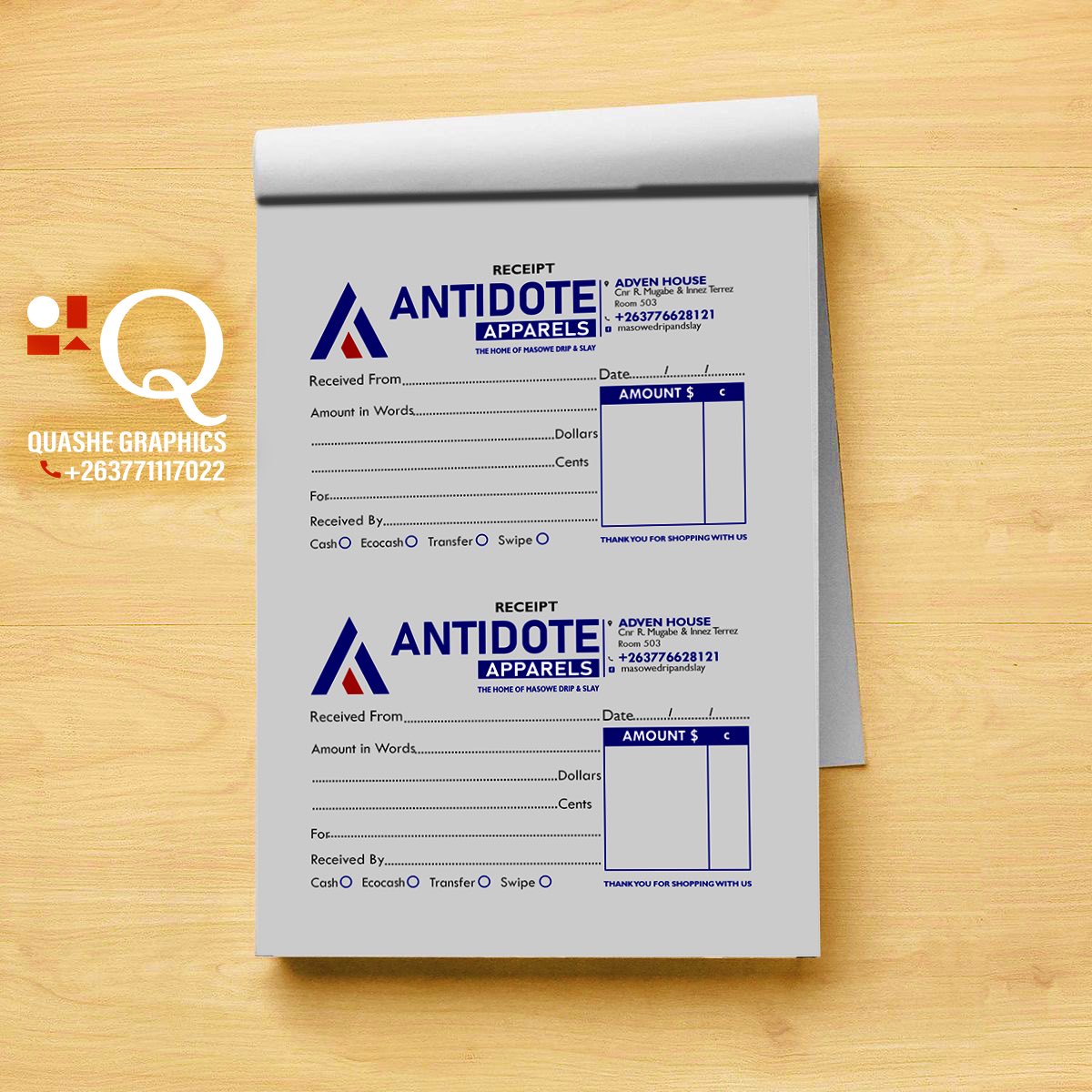 QuasheGraphics's tweet photo. A5 Receipt, Invoice &amp;Quotation Books $6 (50 paged &amp; self carbonated). Inclusive of cutting edge designs from Quashe Graphics. Call or App 0771117022. https://t.co/RopnKsNXh6
