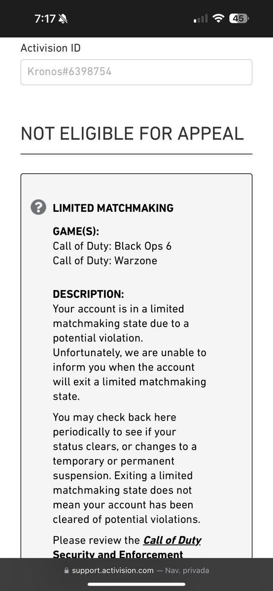 Was just about to lock in a 20 hour session to grind for Number 1 on Warzone Ranked Play.
Shadow banned before i could even load in. Bro.
I stream this game as my job, i can’t even do that. Please unshadow me so i can play and stream the game <a href="/RavenSoftware/">Raven Software</a> <a href="/ATVIAssist/">Activision Support</a>