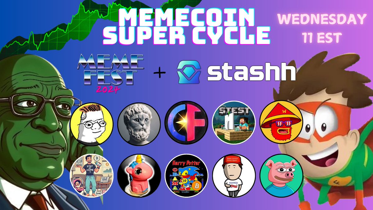 Memecoin Supercycle - WED. 11EST, 5 Feb
w/ co-host <a href="/StashhApp/">Stashh - Secret NFT Marketplace</a>

x.com/i/spaces/1rmGP…

$ZOOMER $CATTUS $UFD $NORMIE $SAHD $LANDWU $TEST $BITCOIN $OINK